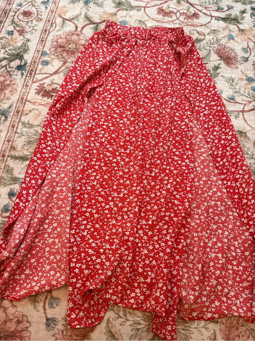 Red Floral Maxi Skirt